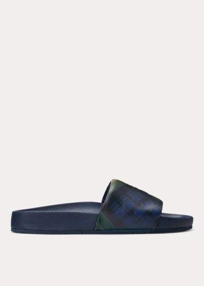 Men's Polo Ralph Lauren Cayson Tartan Slide Sandals | 136890BKI